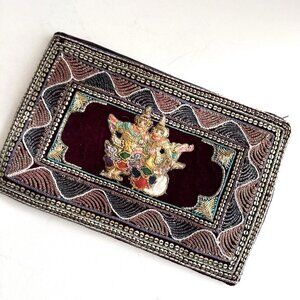Vintage Velvet Embroidered Ethnic Clutch